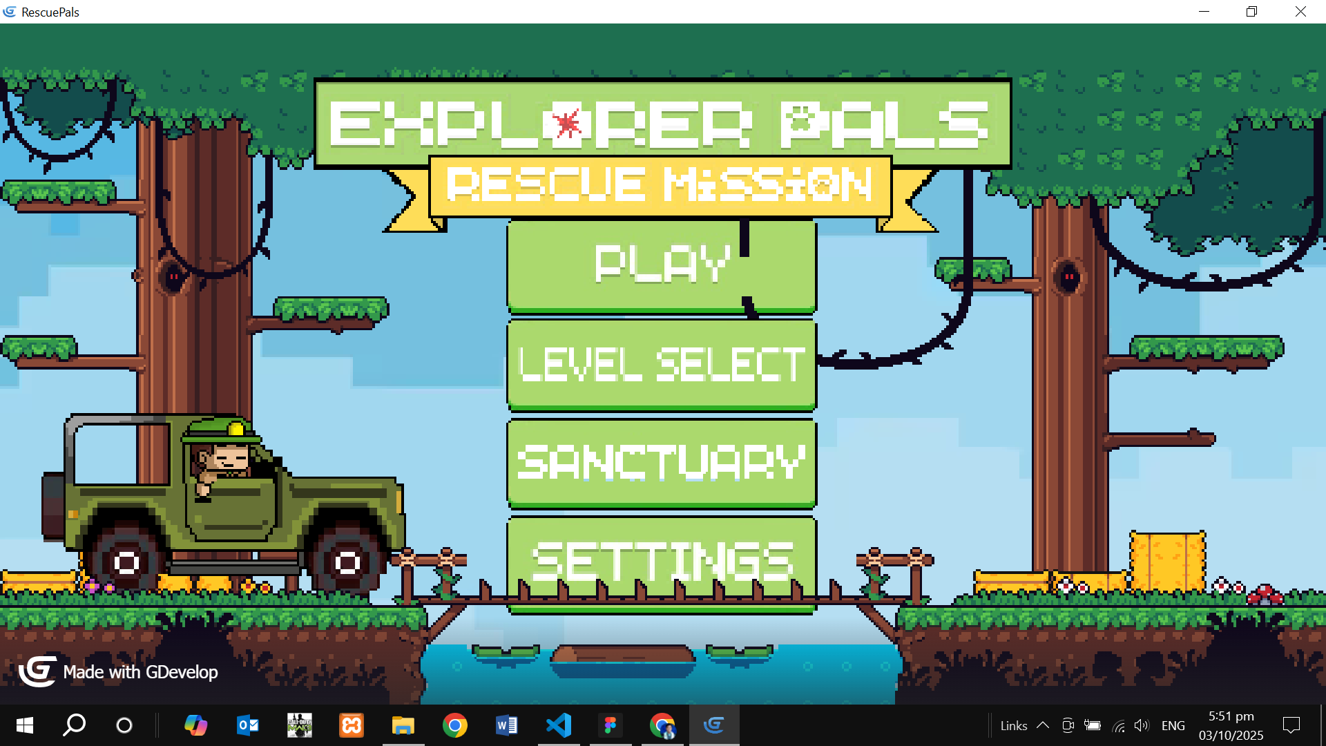 Explorer Pals Game Menu